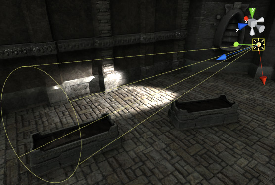 Effekt av en spotlight i Unity-scenen