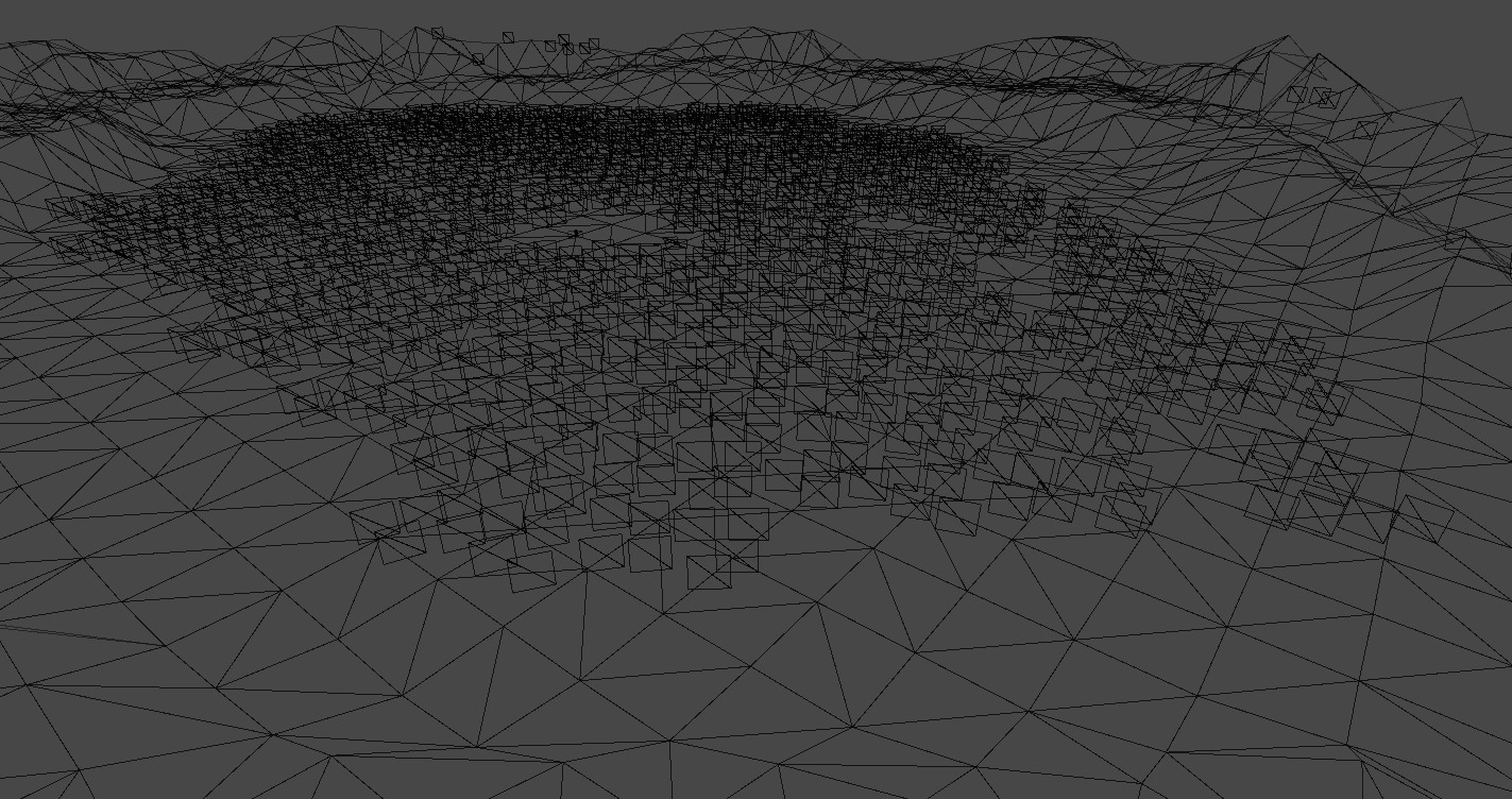 Unity wireframe-rendering av en scen efter optimering