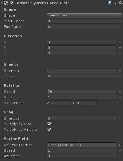 Partikelsystem Force Field Inspector View